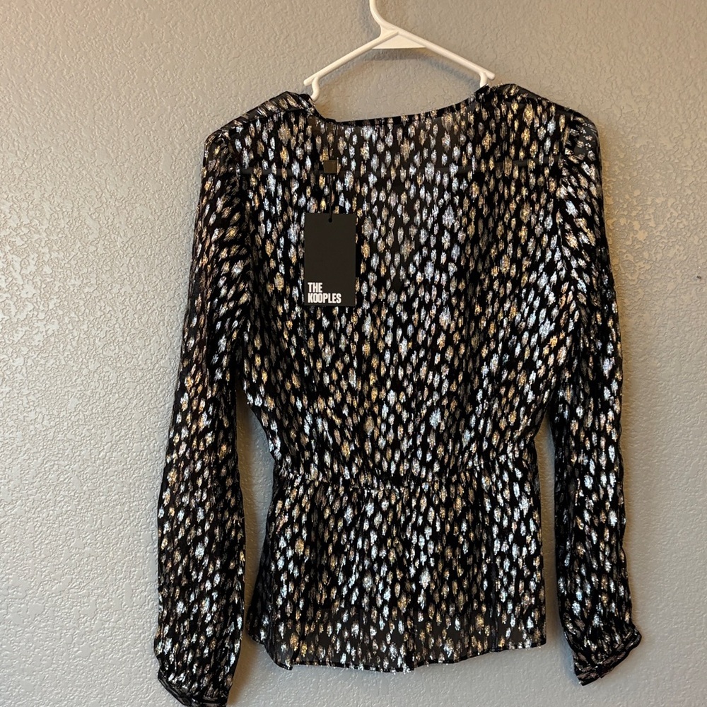 The Kooples Black and Silver Patterned Blouse - Picture 9 of 12
